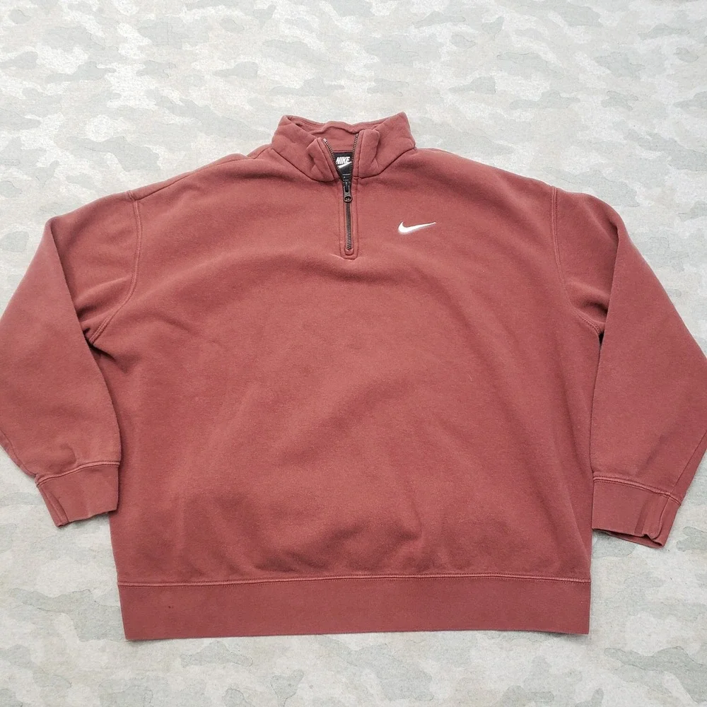 Nike Sweatshirt Mens Small Brown Fleece Quarter Zip